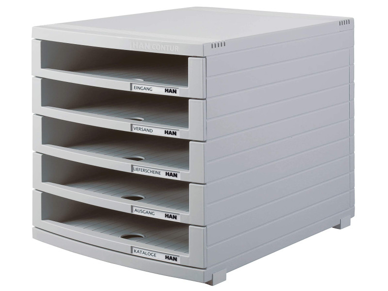 HAN Module de classement CONTUR, 5 tiroirs ouverts, gris
