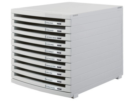 HAN Module de classement CONTUR, 10 tiroirs ouverts, gris