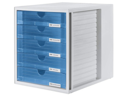 HAN Module de classement SYSTEMBOX, 5 tiroirs, gris/bleu