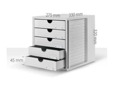 HAN Module de classement SYSTEMBOX, 5 tiroirs, gris/bleu