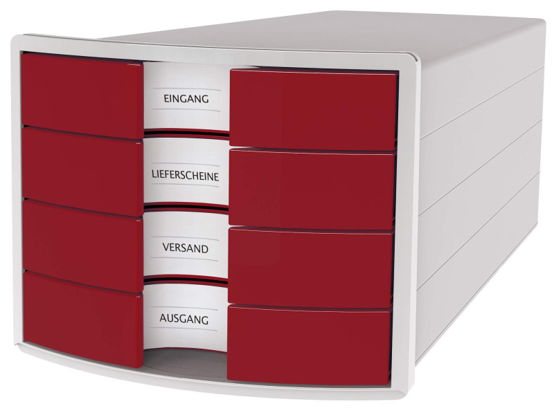 HAN Module de classement IMPULS 2.0, 4 tiroirs, gris/rouge