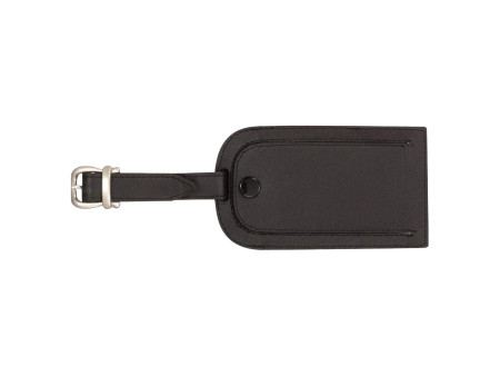 JSA Porte-étiquette de bagage, en cuir, noir
