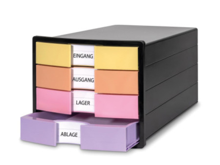 HAN Module de classement IMPULS, 4 tiroirs, noir/pastel