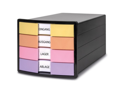 HAN Module de classement IMPULS, 4 tiroirs, noir/pastel