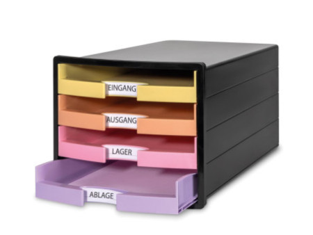 HAN Module de classement IMPULS, 4 tiroirs, noir/pastel