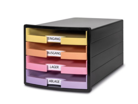 HAN Module de classement IMPULS, 4 tiroirs, noir/pastel