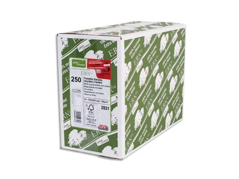 GPV Pochettes d'expédition ERA Pure, C4, avec fenêtre, blanc