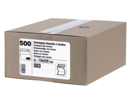 GPV Enveloppes ECO, DL, 110 x 220 mm, avec fenêtre, blanc