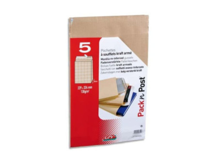 GPV Pochettes à soufflets, C4, 229 x 324 mm, kraft armé