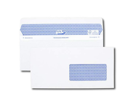 GPV Enveloppes SECURE, 112 x 225 mm, avec fenêtre, blanc