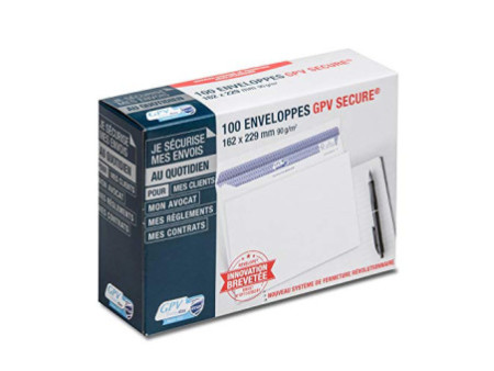 GPV Enveloppes SECURE, 162 x 229 mm, sans fenêtre, blanc