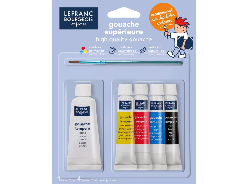 LEFRANC BOURGEOIS Gouache en tube, set de 5 tubes assortis
