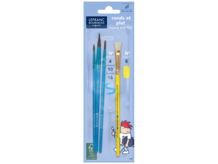 LEFRANC BOURGEOIS Lot de 3 pinceaux Pony + 1 brosse