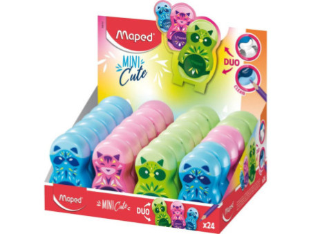 Maped Taille-crayon/gomme Loopy MINI CUTE, présentoir de 24