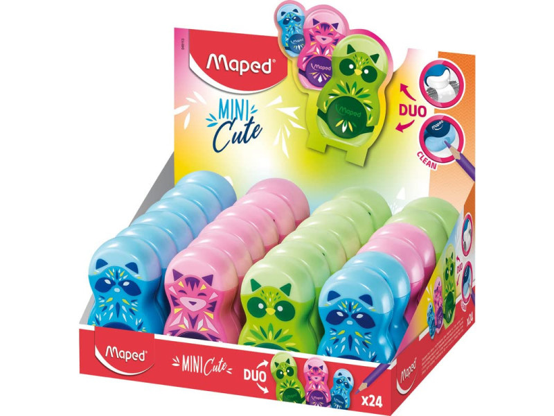 Maped Taille-crayon/gomme Loopy MINI CUTE, présentoir de 24