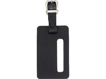 JSA Porte-étiquette de bagage, en cuir, noir