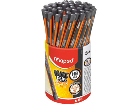 Maped Crayon de papier BLACK'PEPS JUMBO, dureté:HB,pot de 46