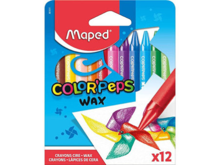 Maped Crayon de cire COLOR'PEPS WAX, étui en carton de 12