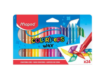 Maped Crayon de cire COLOR'PEPS WAX, étui en carton de 24