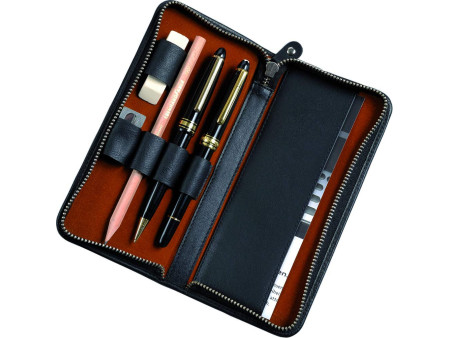 Alassio Etui pour 3 stylos, cuir, noir