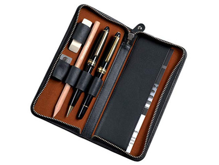Alassio Etui pour 3 stylos, cuir, noir