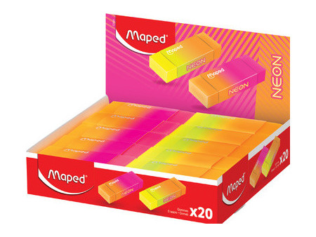 Maped Gomme en plastique NEON, présentoir de 20