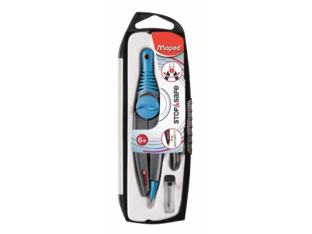 Maped Boîte de compas Stop & Safe, bleu, présentoir de 10