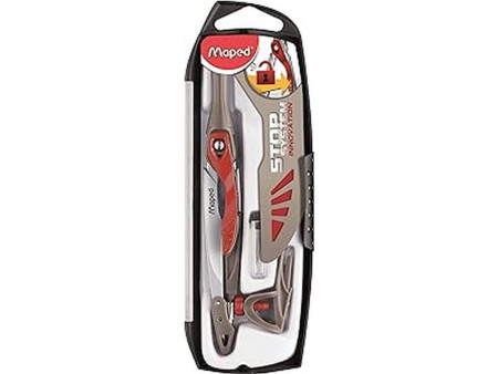 Maped Boîte de compas Stop System, 3 pièces, rouge