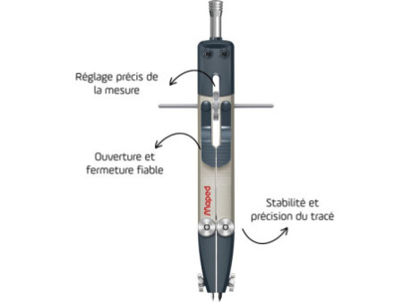 Maped Coffret de compas technique No.421, 4 pièces, noir