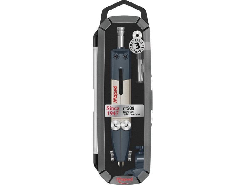 Maped Coffret de compas technique No.308, 3 pièces, noir