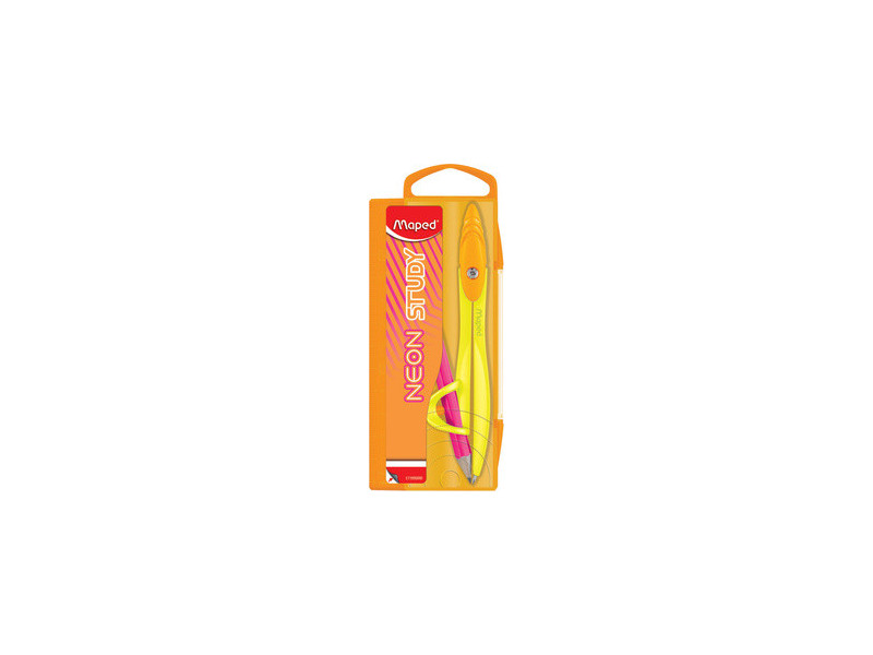Maped Coffret de compas STUDY NEON, avec bague, assorti