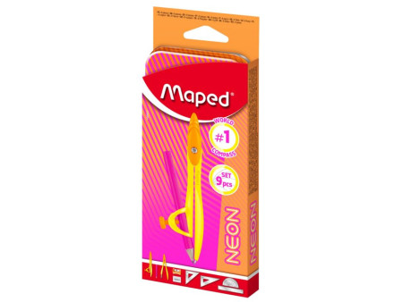 Maped Coffret de géométrie Mathset STUDY NEON, 9 pièces