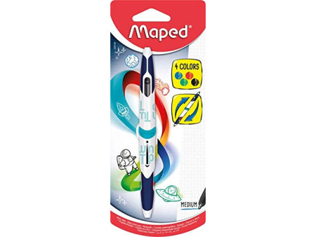 Maped Stylo à bille quatre couleurs Twin Tip, noir/blanc