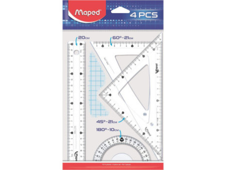 Maped Kit de géométrie Medium Start 242, 4 pièces,tranparent