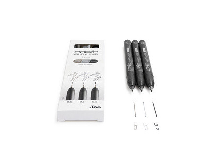 COPIC Feutre fin MULTILINER, set de 3, gris/noir