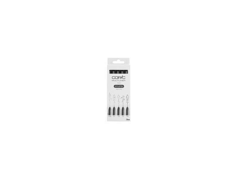 COPIC Feutre fin MULTILINER, set de 5, noir