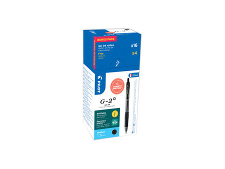 PILOT Stylo roller à encre gel G-2 PLUS 07, VALUE PACK, noir