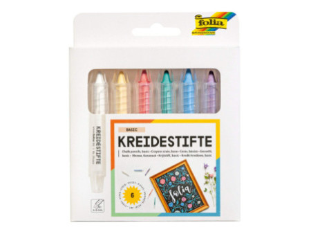 folia Set de crayons craie, assorti, étui de 6