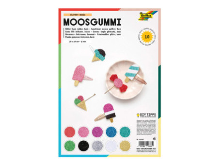 folia Caoutchouc mousse pailleté, non collant, 10 feuilles