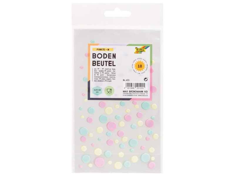 folia Sachet à fond plat 'Pois', dimensions: (L)115x(H)190mm
