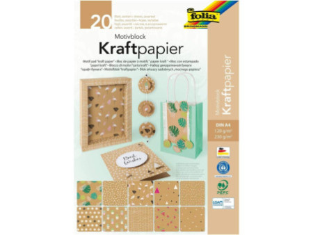 folia Bloc de papier à motifs 'Papier kraft', A4