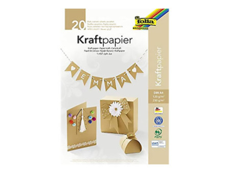 folia Bloc de papier kraft, A4, 20 feuilles, assorti