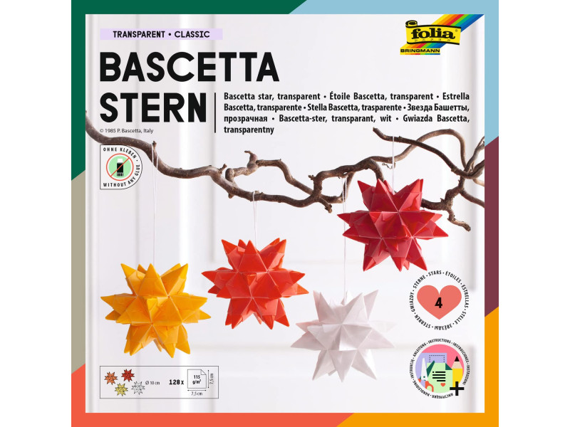 folia Feuilles de papier pliables étoile Bascetta, 75 x 75mm