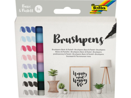 folia Stylo pinceau Brush Pens 'Basic & Pastell', kit de 8