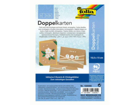 folia Carte double, 105 x 150 mm, 220 g/m2, brun kraft