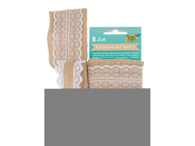 folia Ruban de jute avec dentelle, 2 x 1 m