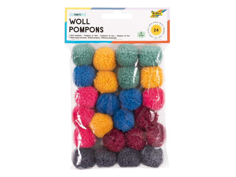 folia Pompon en laine 'Party', 24 pièces, assorti