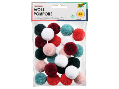 folia Pompon en laine 'Elegance', 24 pièces, assorti