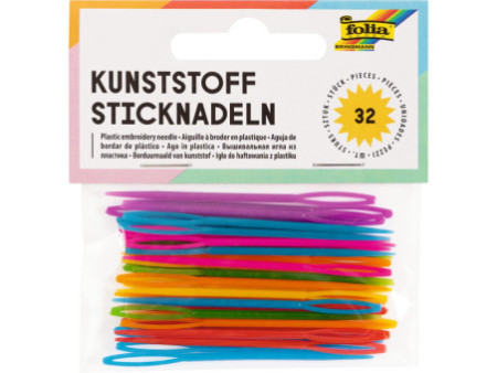 folia Aiguille à broder en plastique, 65 x 1,8 mm, assorti