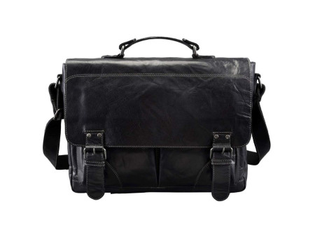 PRIDE&SOUL Sac à bandoulière 'Business Sac L', cuir, noir